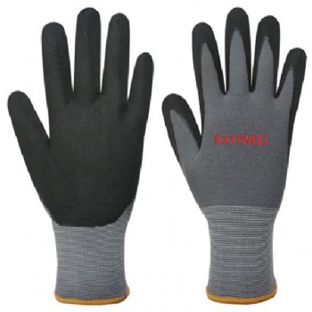 breathable safety Nylon Spandex Liner Working Glove Micro Foam Nitrile Glove